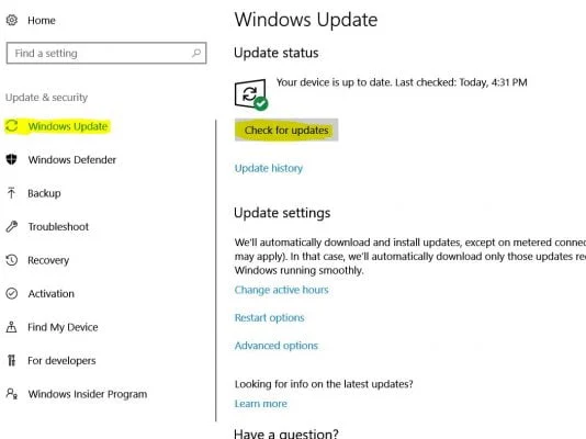 به روز رسانی ویندوز برای جلوگیری از هنگ کردن لپ تاپ