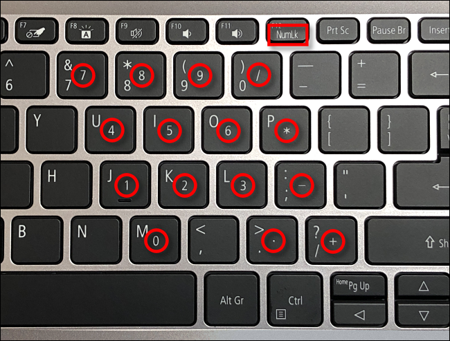 کلید Num lockکیبورد لپ تاپ
