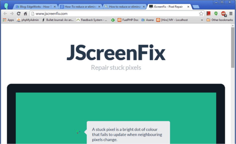 تست پیکسل ال سی دی با سایت JScreenFix