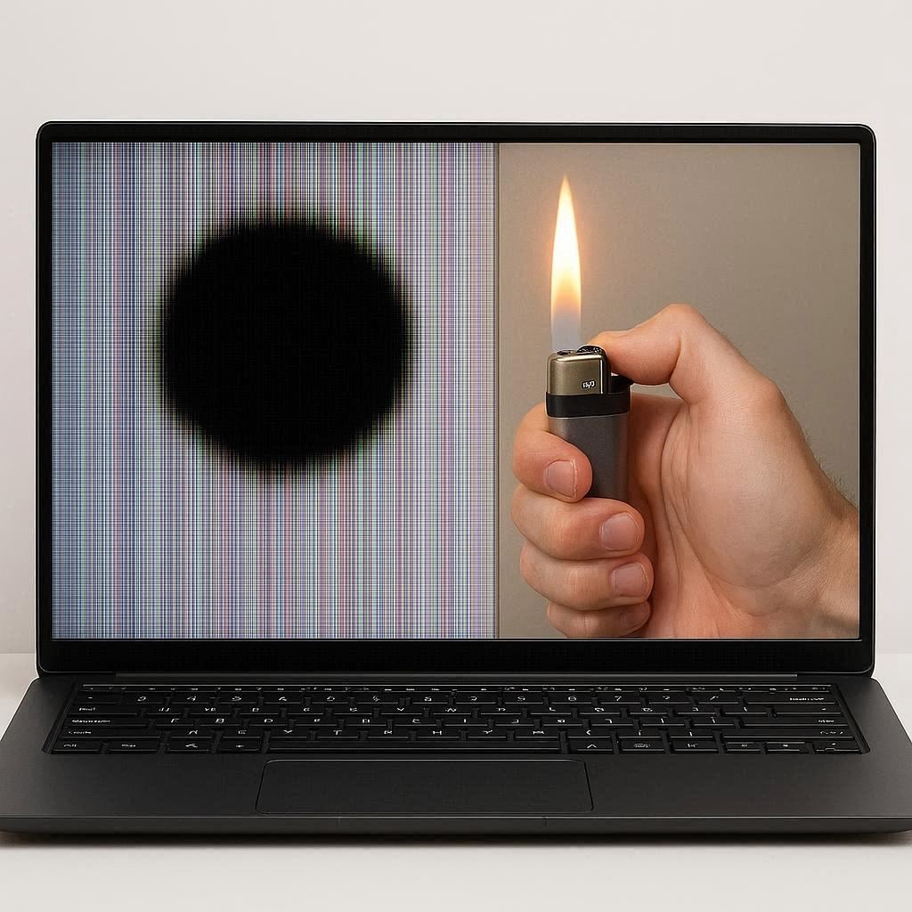 تعمیر دایره سیاه روی ال سی دی لپ تاپ