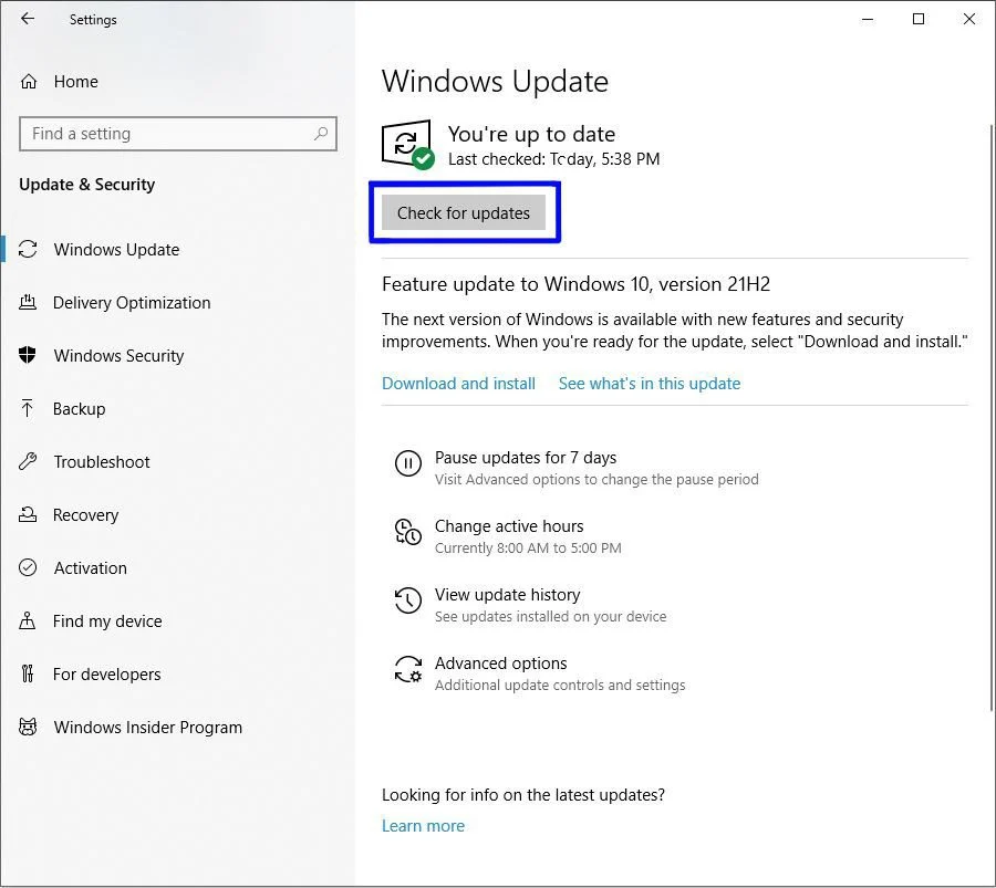 آپدیت کردن درایور ویندوز از طریق ویندوز آپدیت برای جلوگیری از صدا دادن فن لپ تاپ