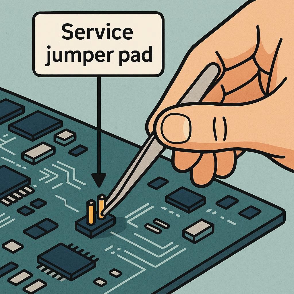 استفاده از پین‌های ریست (Service JumperPad)