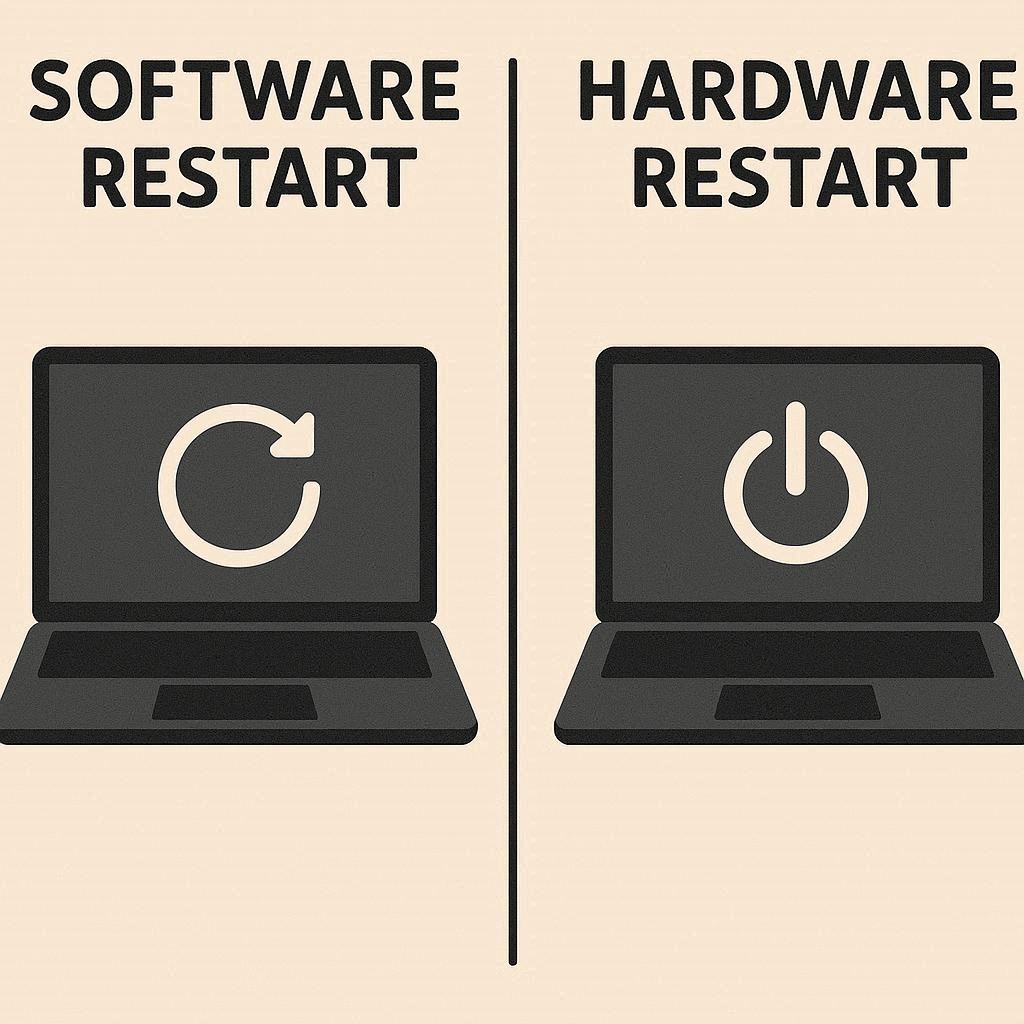 بررسی تفاوت ریستارت‌های نرم‌افزاری و سخت‌افزاری در لپ‌تاپ