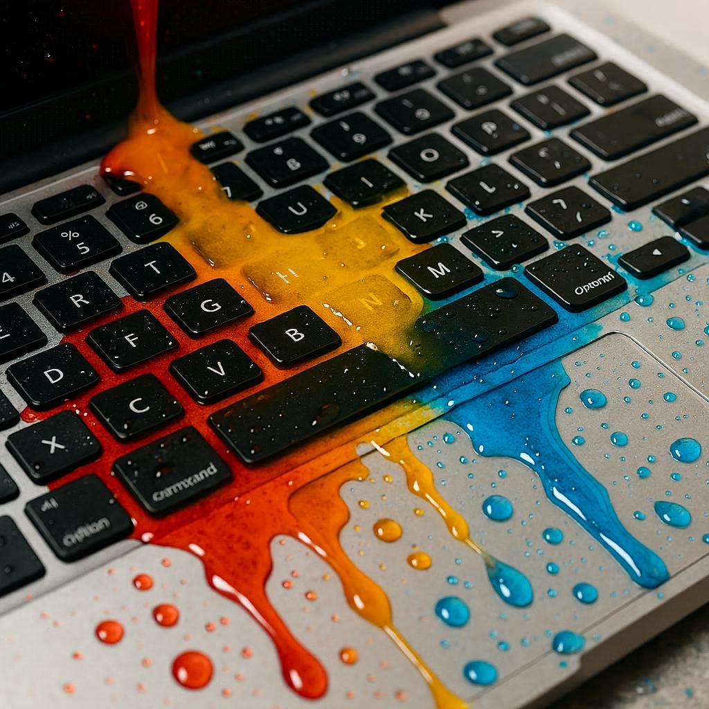 تأثیر ریختن مایعات روی کیبورد