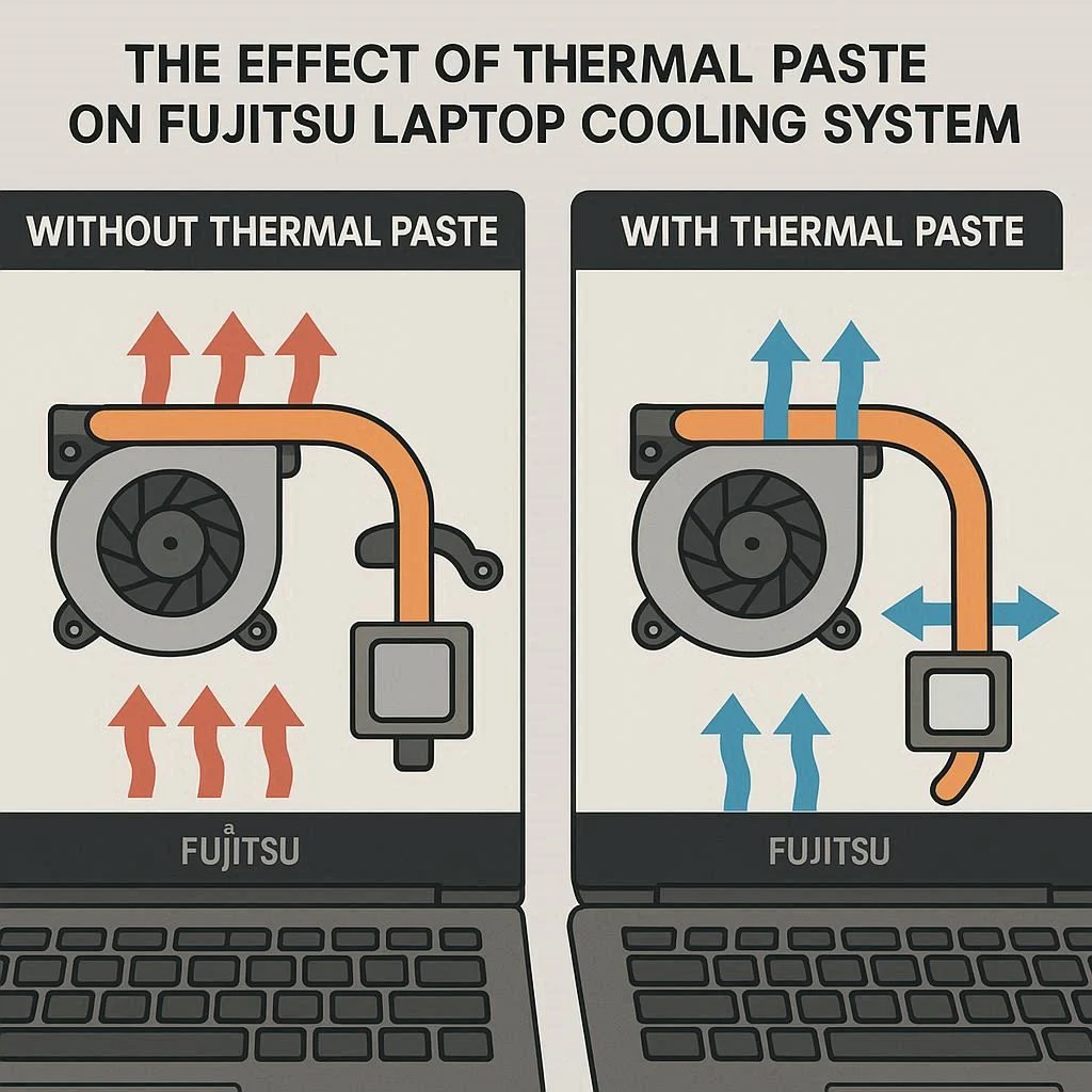 تاثیر خمیر حرارتی بر سیستم خنک‌کننده لپ‌تاپ فوجیتسو