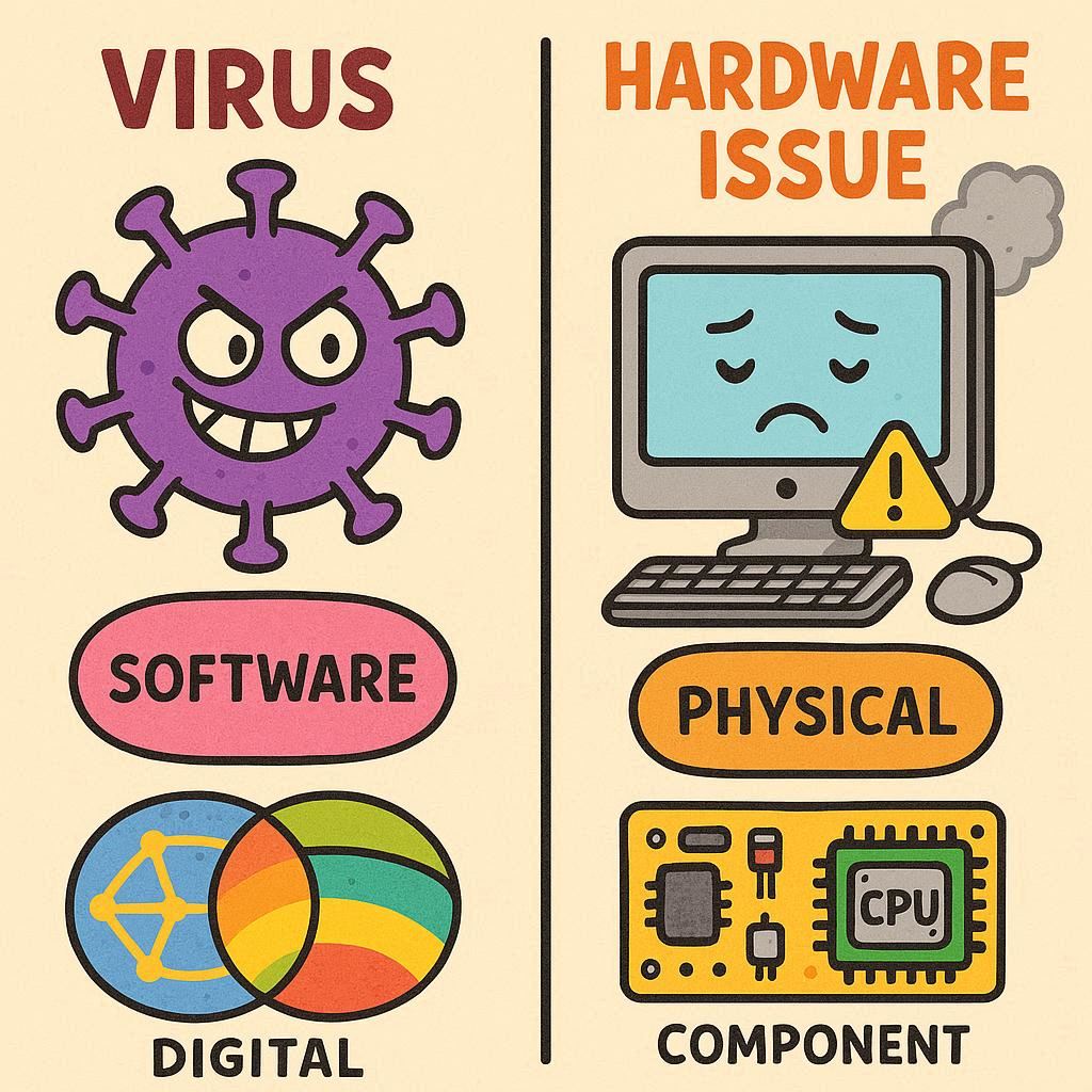 تفاوت ویروس با سخت‌افزار
