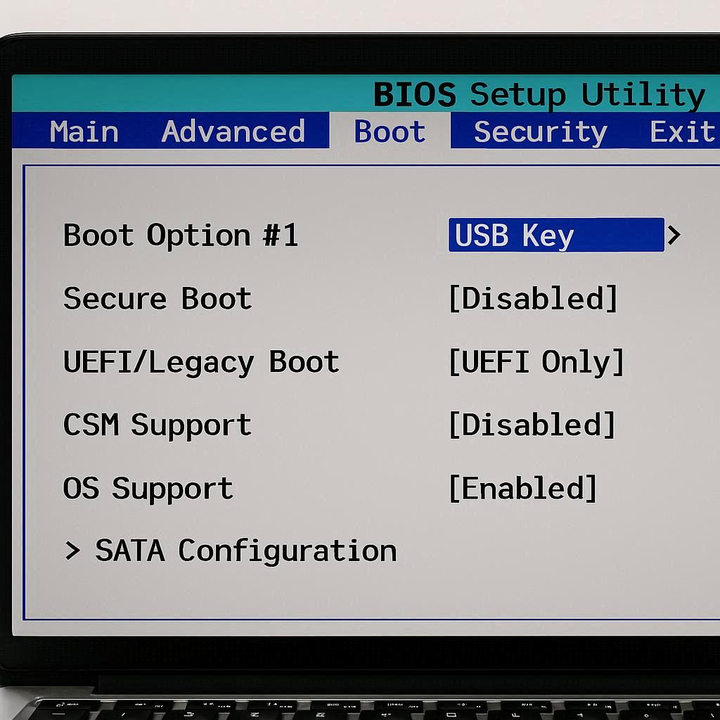 تنظیمات بایوس برای نصب لینوکس