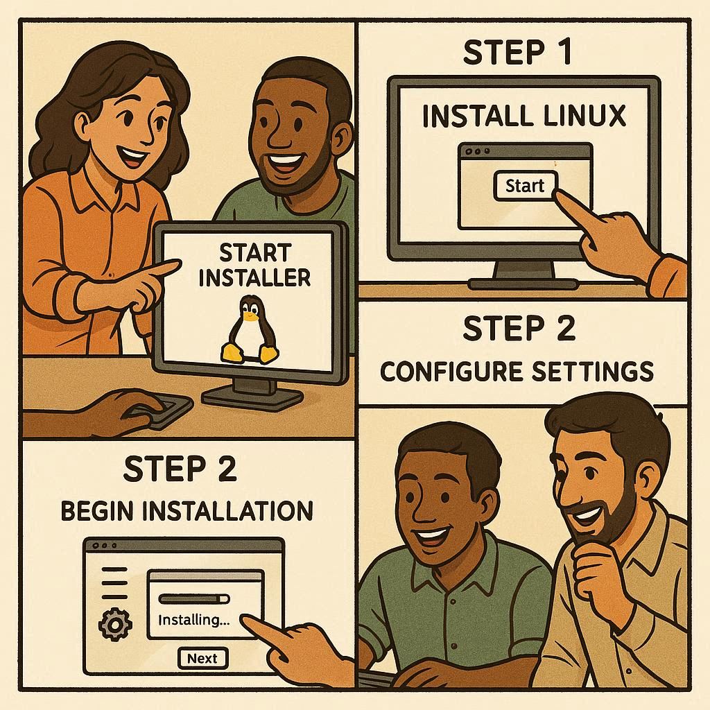 راهنمای نصب مرحله‌به‌مرحله لینوکس