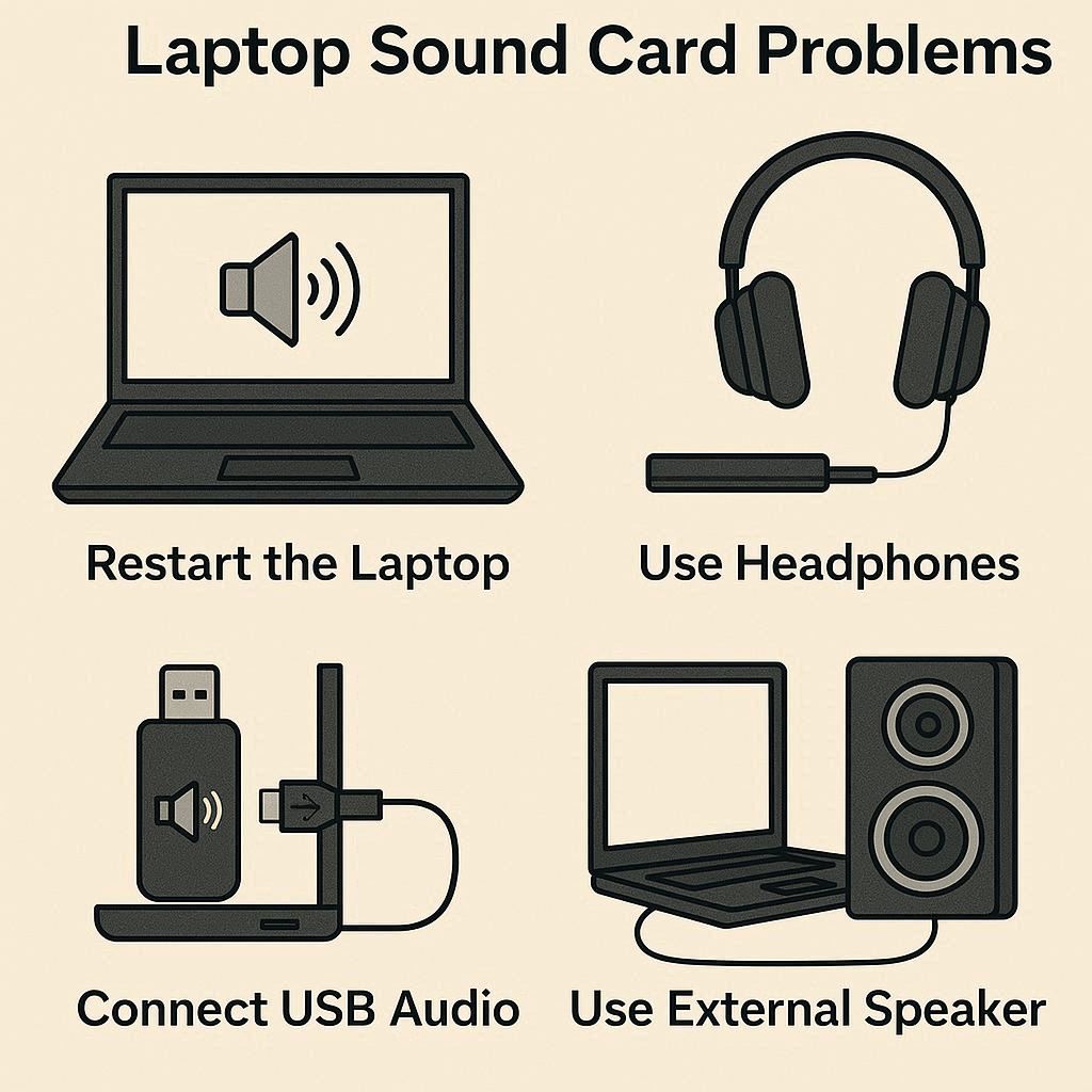 راهکارهای موقت برای مشکلات کارت صدا لپ‌تاپ