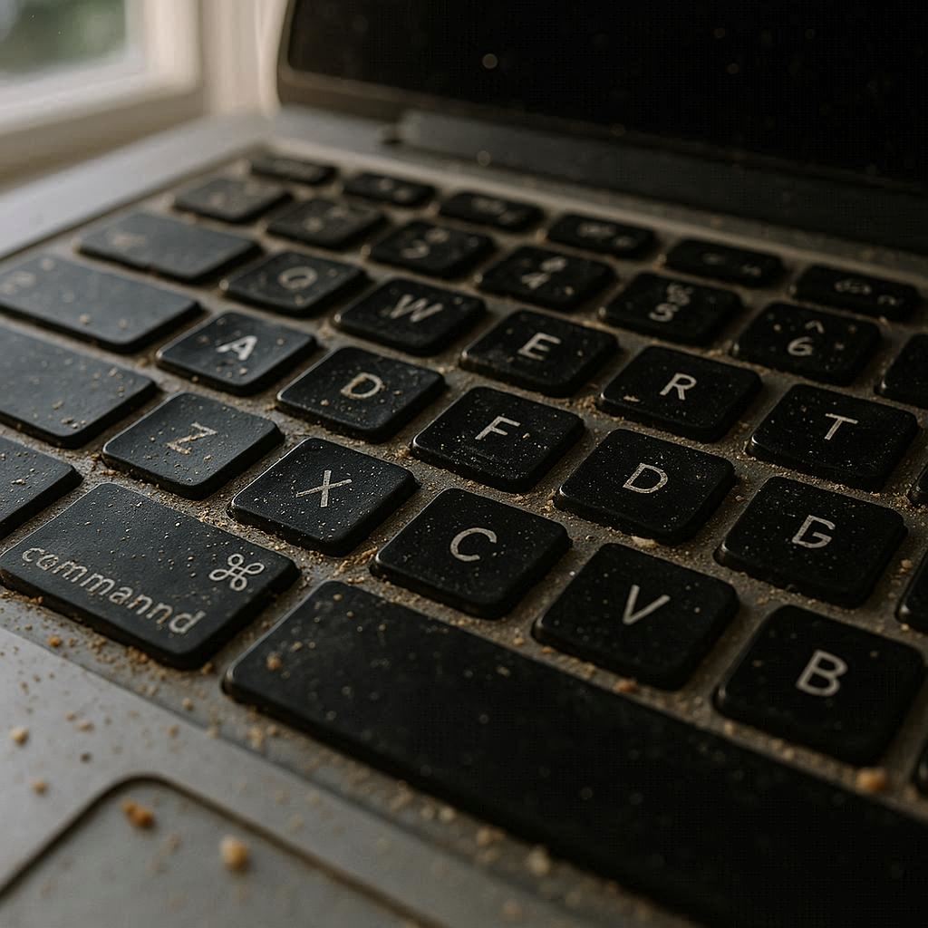 کثیفی یا خرابی کلیدهای کیبورد لپ‌تاپ