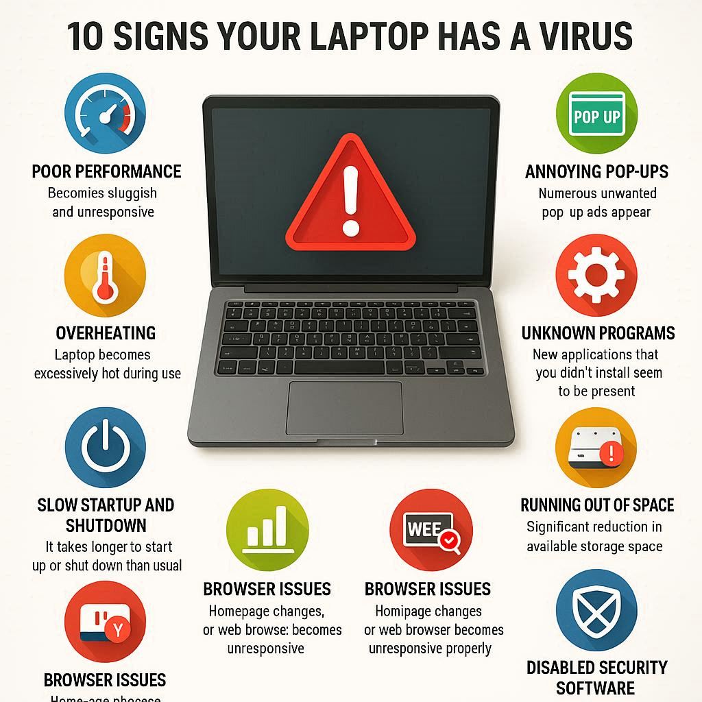 ۱۰ علامت مهم ویروس