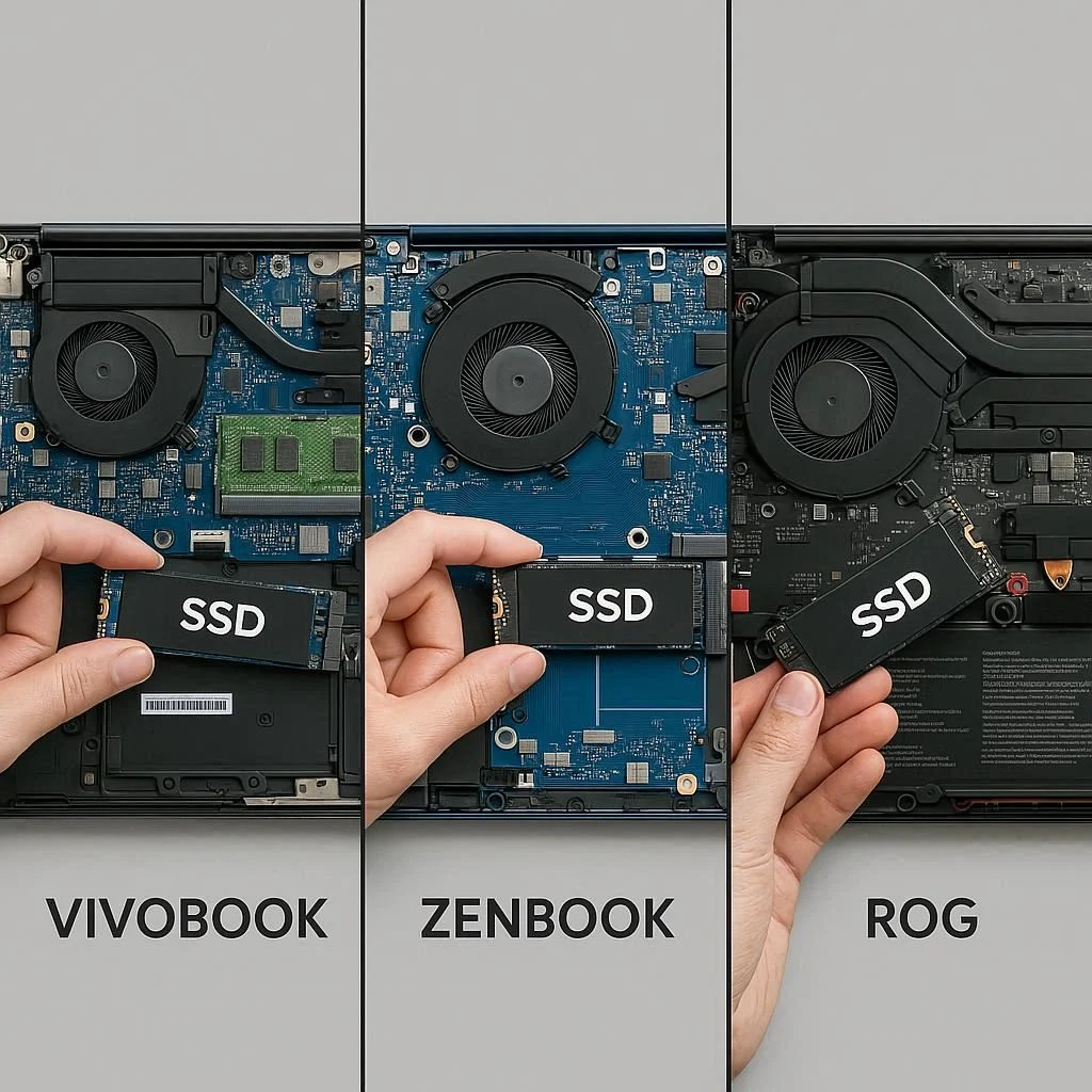 ارتقا هارد در سری‌های مختلف لپ تاپ ایسوس (VivoBook، ZenBook، ROG)
