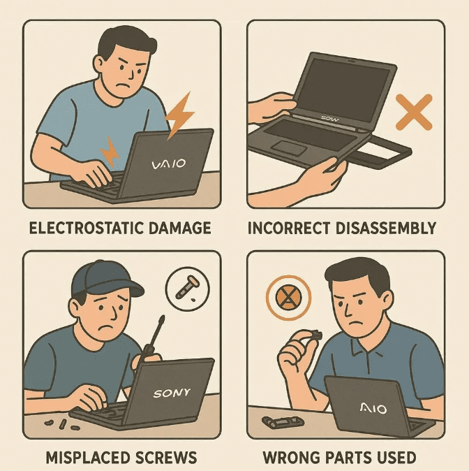 اشتباهات متداول در سرویس لپ تاپ سونی