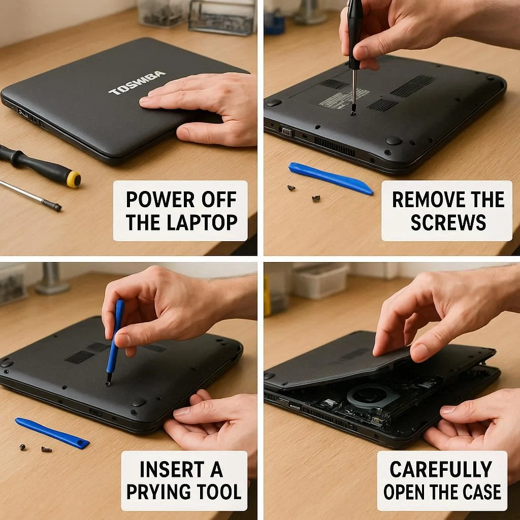 باز کردن قاب لپ تاپ توشیبا