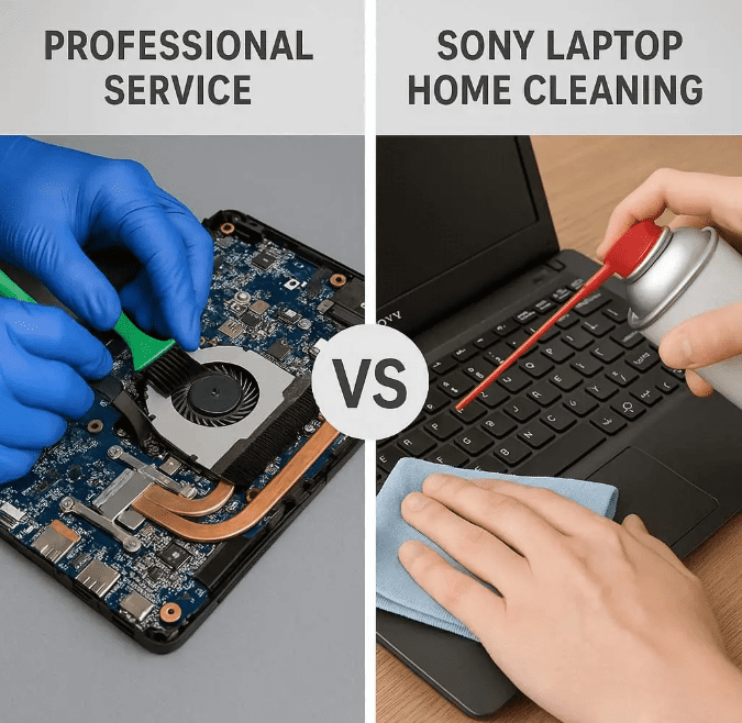 تفاوت سرویس حرفه‌ای با تمیزکاری خانگی لپ تاپ سونی