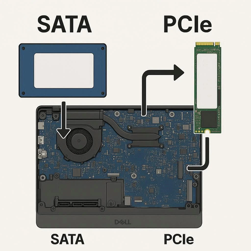 تفاوت SATA و PCIe در لپ تاپ دل