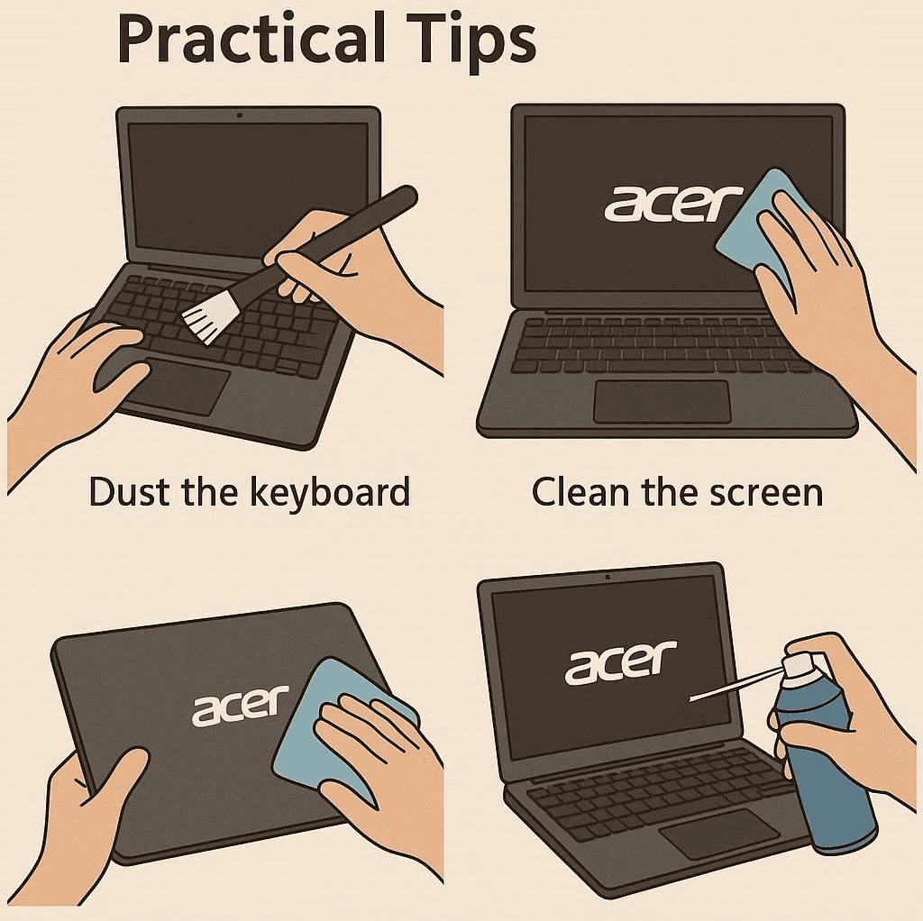 تمیزکاری دوره‌ای لپ تاپ‌های ایسر نکات کاربردی