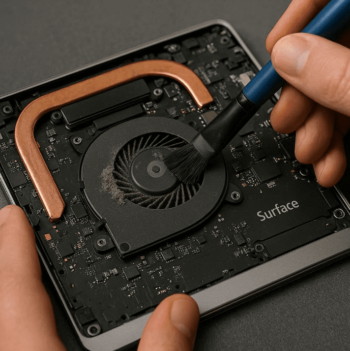 تمیزکاری فن‌های سرفیس برای عملکرد بهتر