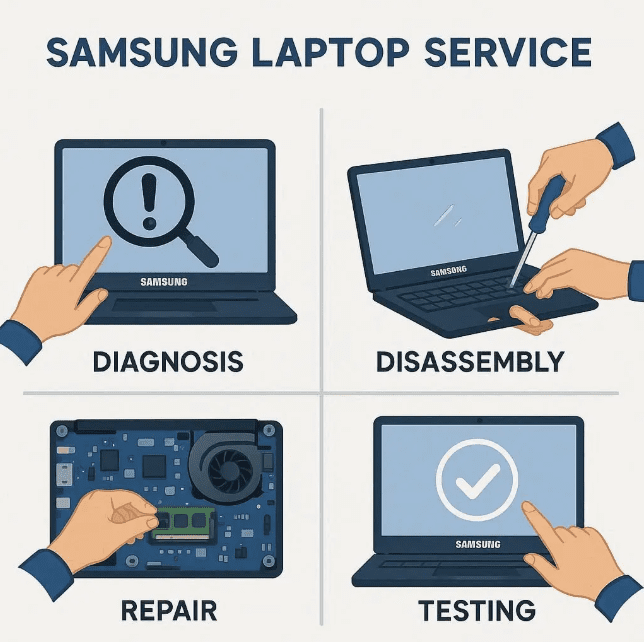 مراحل اصلی در سرویس لپ تاپ سامسونگ