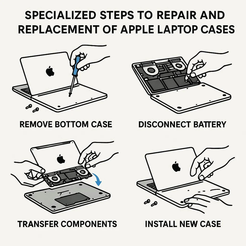 مراحل تخصصی تعمیر و تعویض قاب لپ تاپ اپل