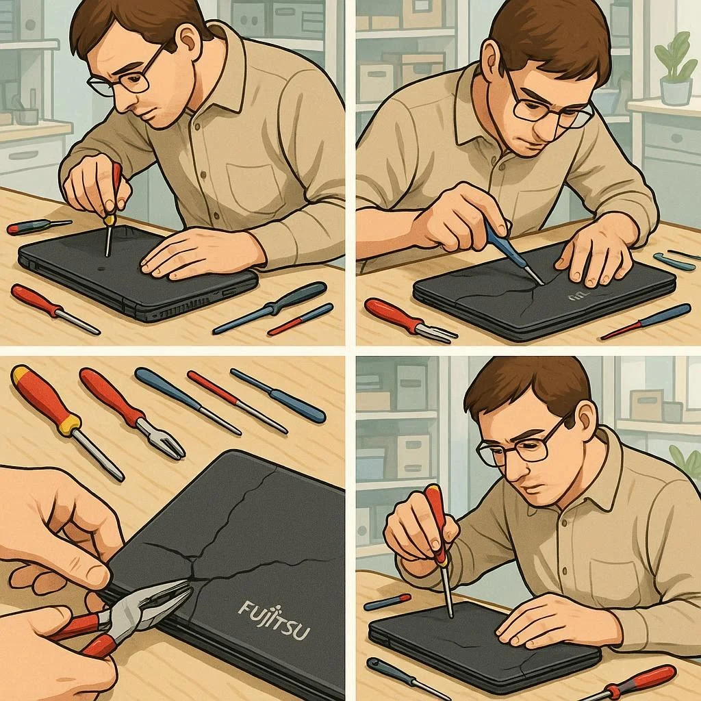 مراحل تعمیر قاب لپ تاپ فوجیتسو