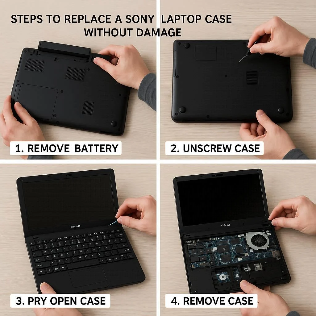 مراحل تعویض قاب لپ تاپ سونی بدون آسیب