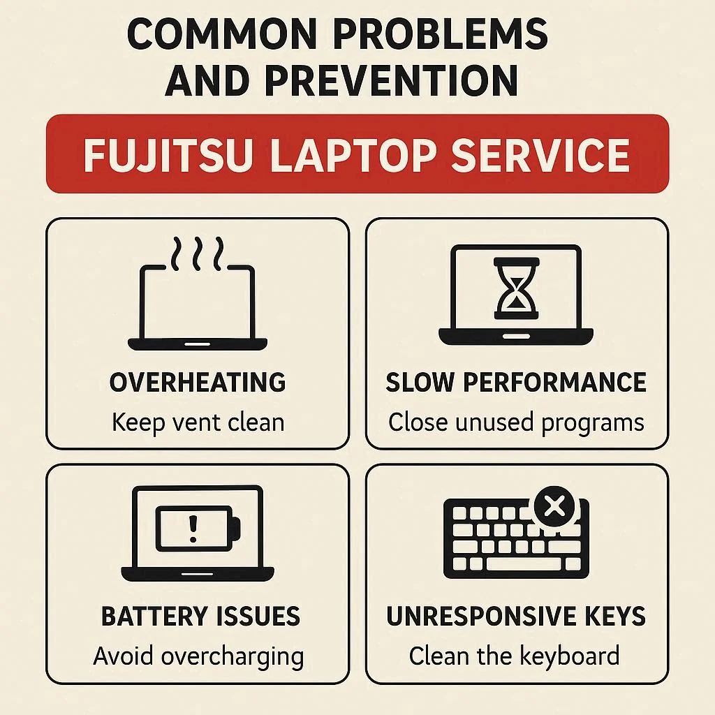 مشکلات رایج و پیشگیری با سرویس لپ‌تاپ فوجیتسو