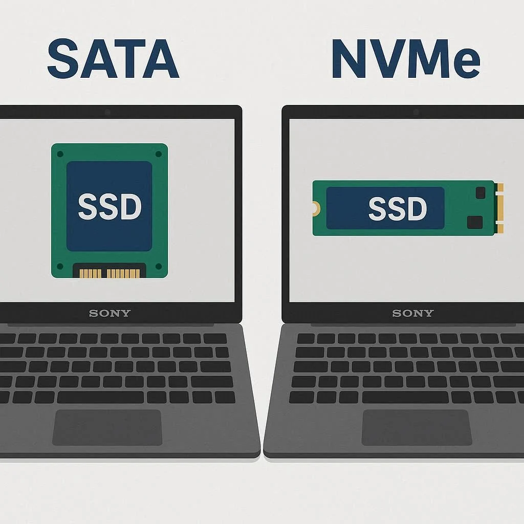 مقایسه SATA و NVMe در لپ‌تاپ‌های سونی