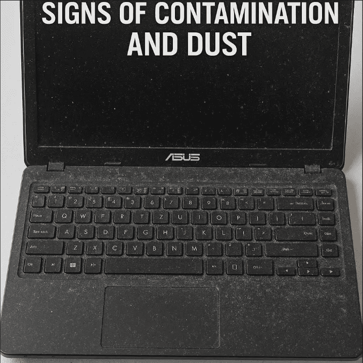 نشانه‌های آلودگی و گرد و غبار در لپ تاپ ایسوس