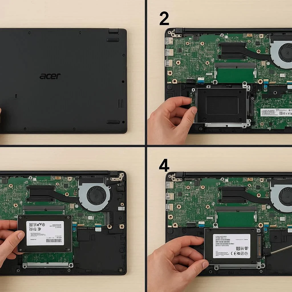 نصب مرحله به مرحله هارد لپ تاپ ایسر
