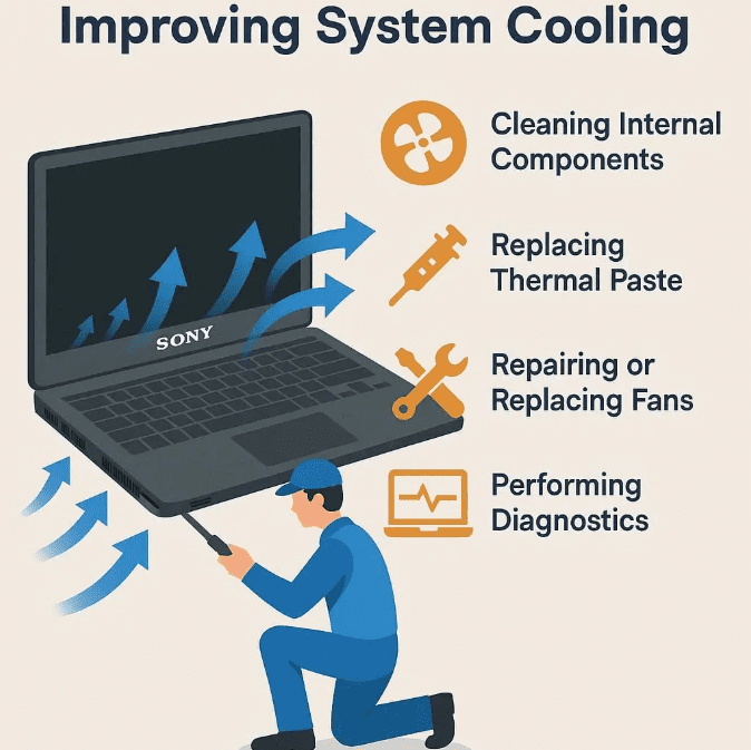 نقش سرویس لپ تاپ سونی در بهبود خنک‌سازی سیستم