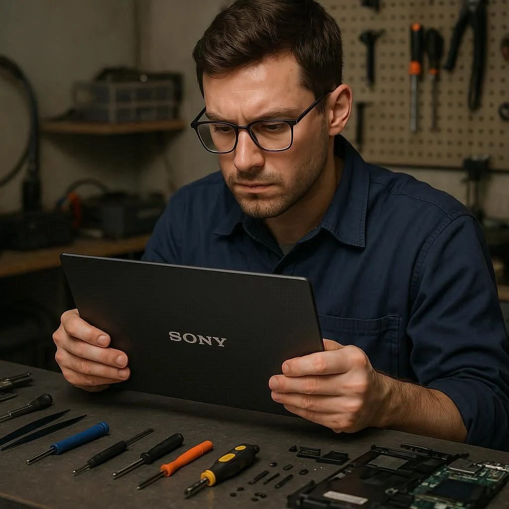 چک کردن قاب لپ تاپ سونی قبل از تعویض