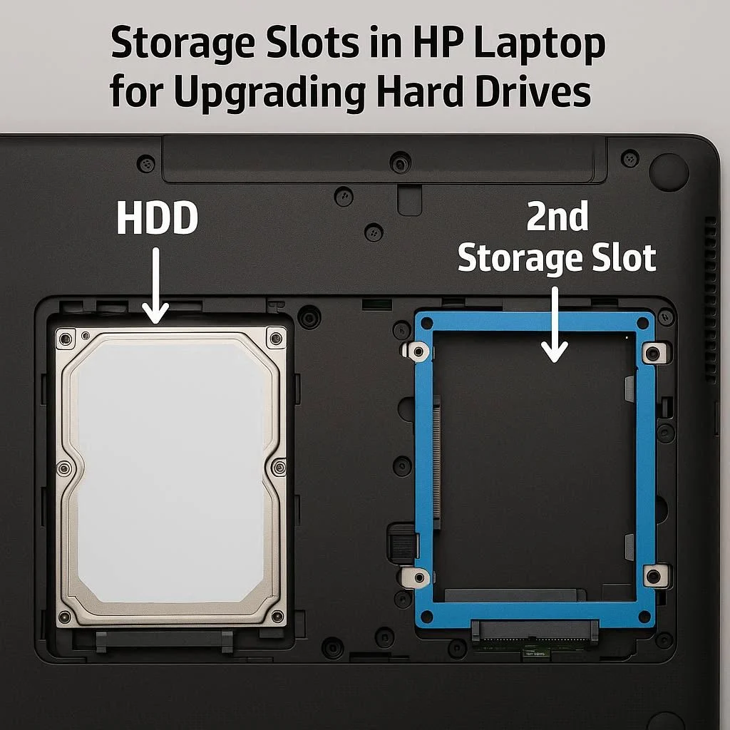 اسلات‌های ذخیره‌سازی در مدل‌های لپ تاپ HP