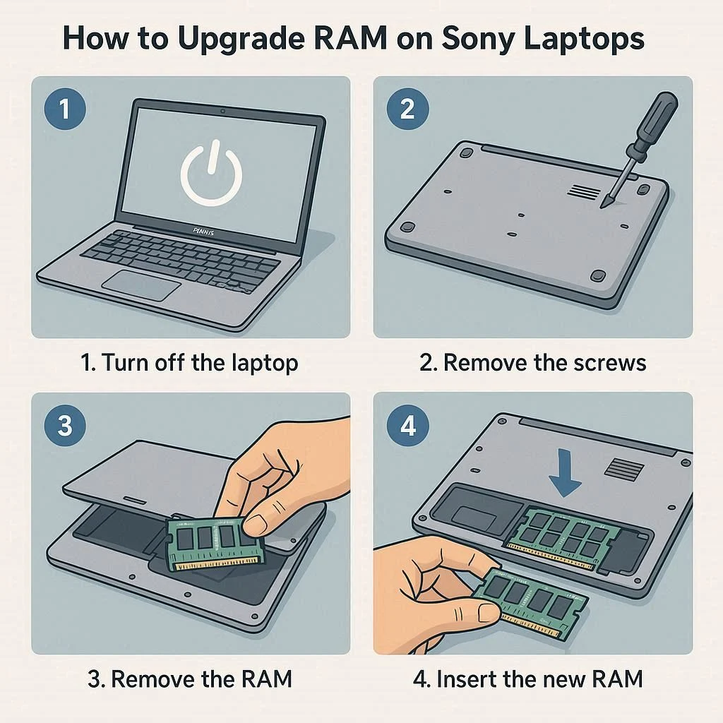 آموزش گام‌ به ‌گام ارتقا رم در لپ‌تاپ سونی