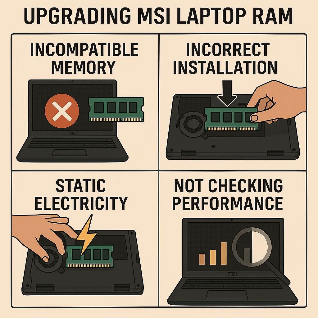 اشتباهات رایج کاربران در ارتقا رم لپ‌تاپ MSI