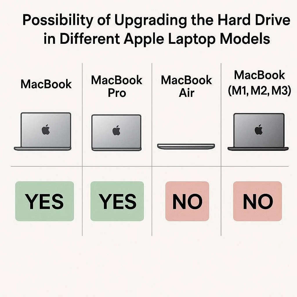 امکان ارتقا هارد در مدل‌های مختلف اپل