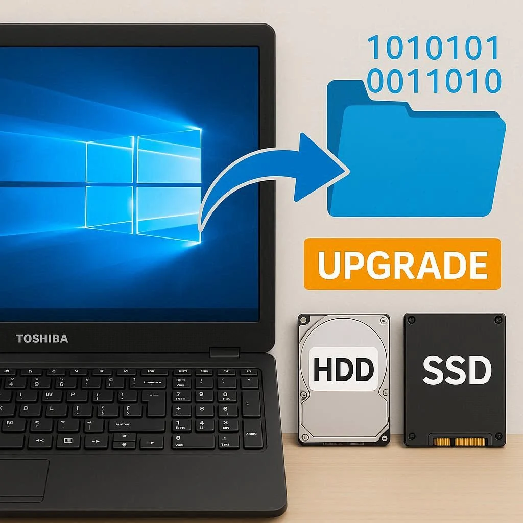 انتقال ویندوز و اطلاعات قبل از ارتقا هارد لپ تاپ توشیبا
