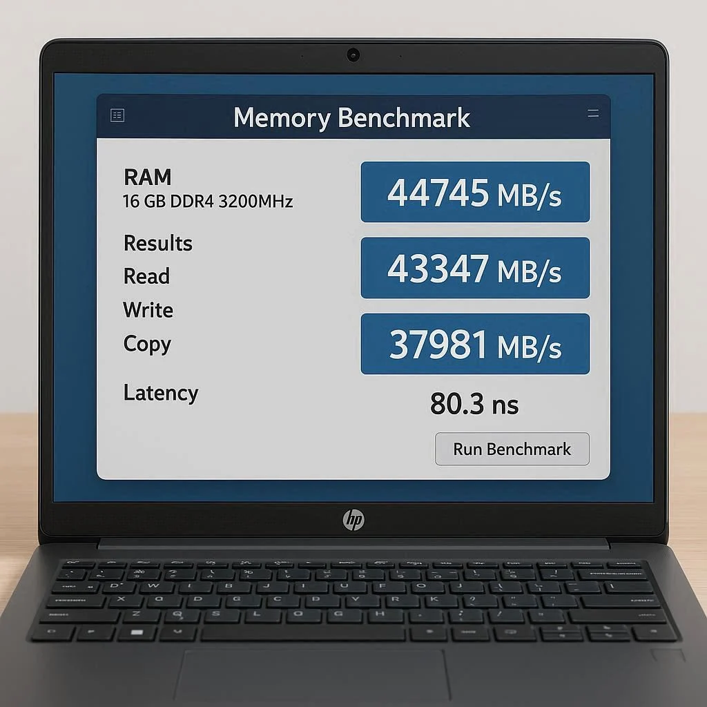 تست عملکرد رم بعد از ارتقا در لپ تاپ اچ پی