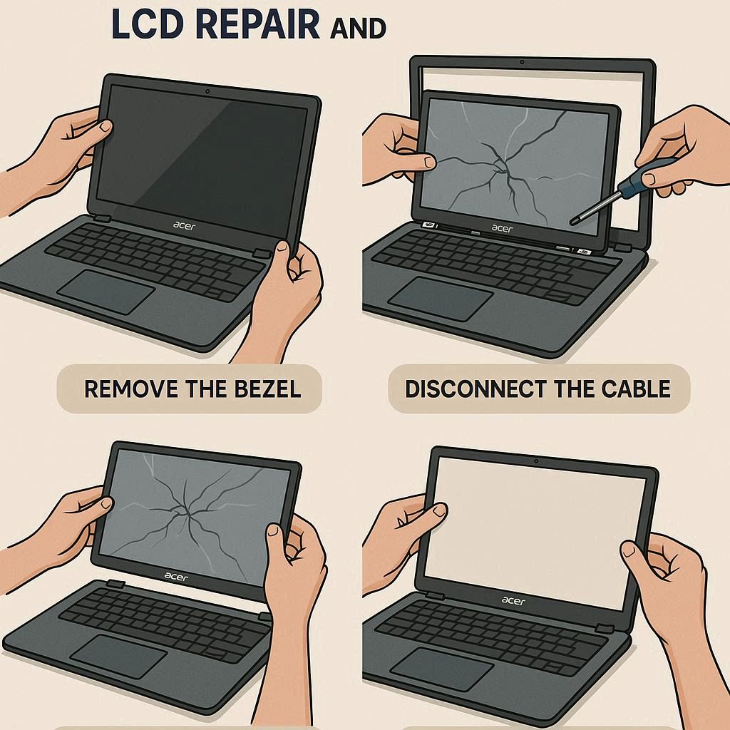 راهنمای کامل تعمیر و تعویض ال سی دی ایسر