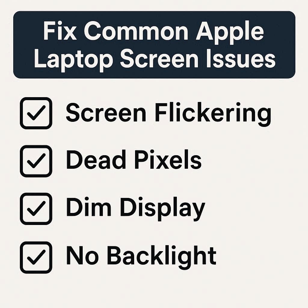 رفع مشکلات شایع صفحه نمایش لپ تاپ اپل