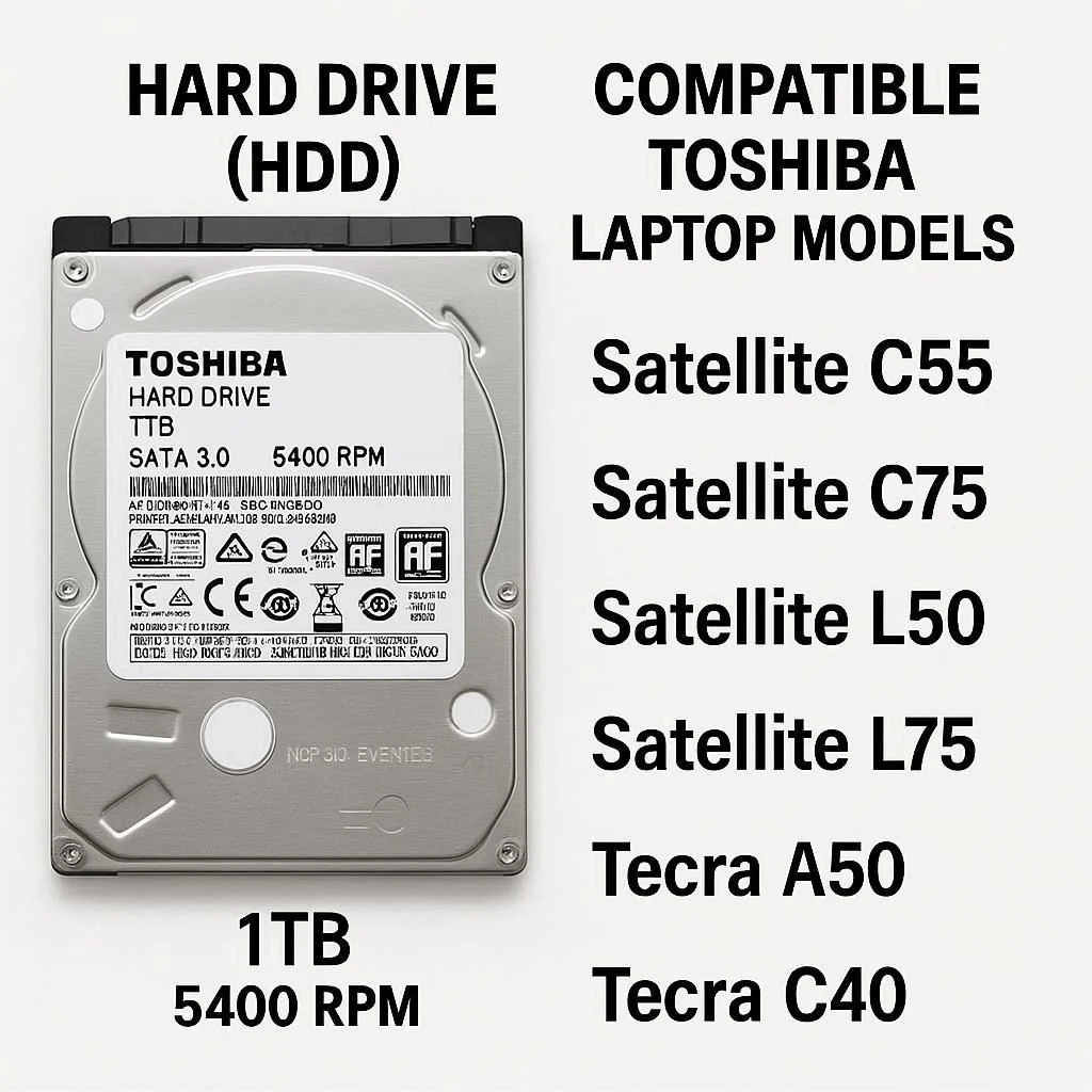 سازگاری هارد با مدل‌های مختلف لپ تاپ توشیبا