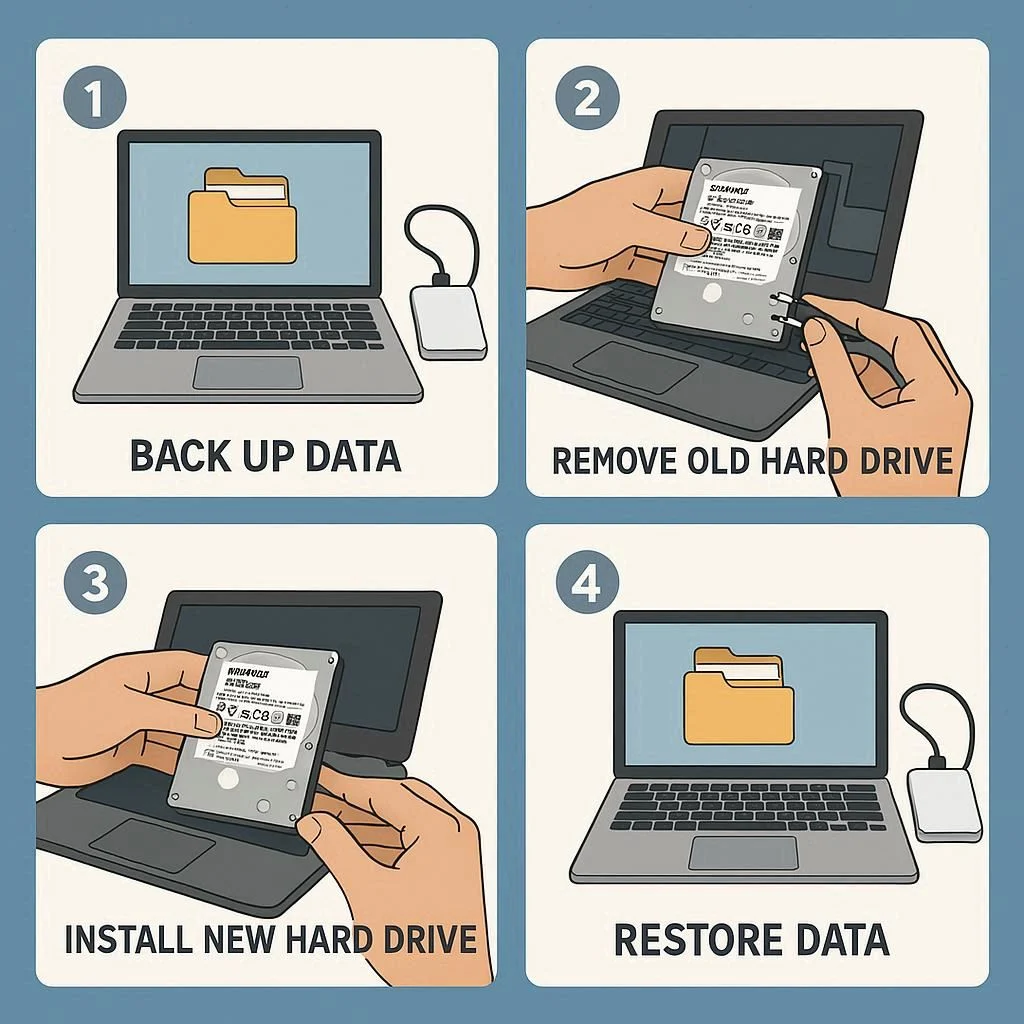 مراحل گام‌ به ‌گام ارتقا هارد لپ تاپ توشیبا