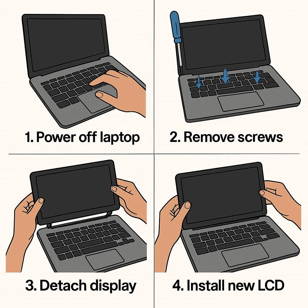 مراحل گام ‌به ‌گام تعویض ال سی دی لپ تاپ اپل