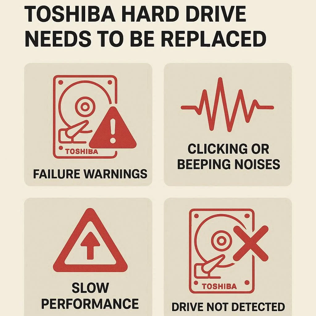 نشانه‌های نیاز به تعویض هارد لپ تاپ توشیبا