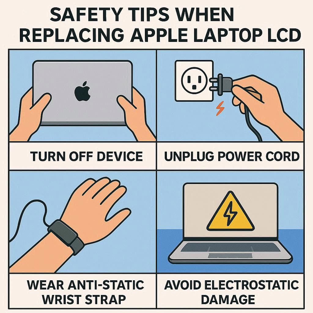 نکات ایمنی هنگام تعویض LCD لپ تاپ اپل