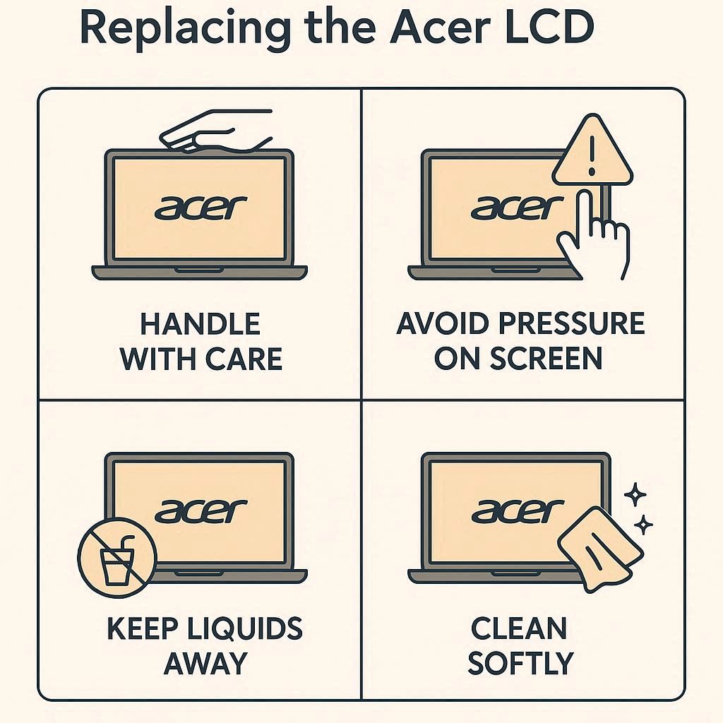 نکات مراقبتی بعد از تعویض ال سی دی ایسر