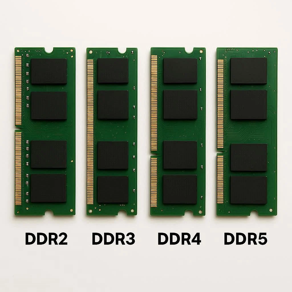 تفاوت رم‌های DDR2، DDR3، DDR4 و DDR5