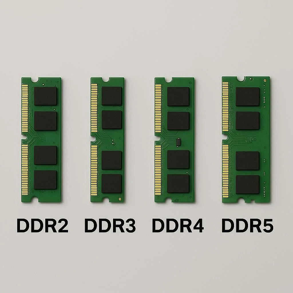 تفاوت بین رم‌های DDR2، DDR3، DDR4 و DDR5