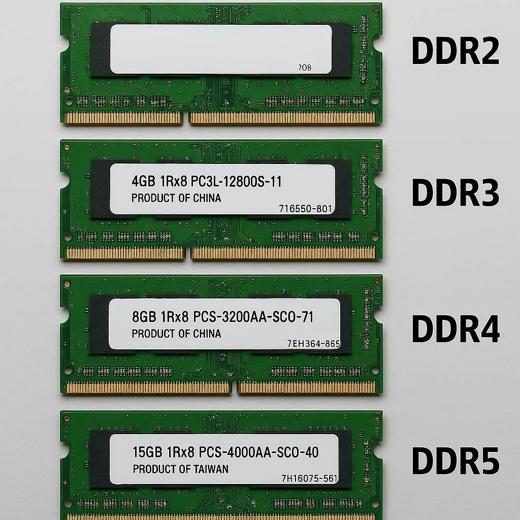 تفاوت بین رم‌های DDR2، DDR3، DDR4 و DDR5 در لپ‌تاپ‌های اچ پی