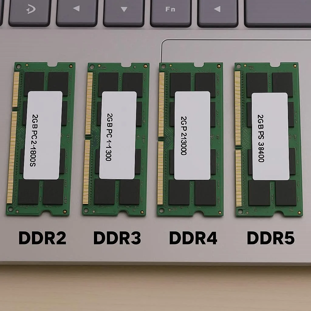 تفاوت رم‌های DDR2، DDR3، DDR4 و DDR5 در لپ‌تاپ‌های سونی